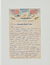 Historical  WW2 1942 Soldier handwritten Letter from the Amarillo Field Texas