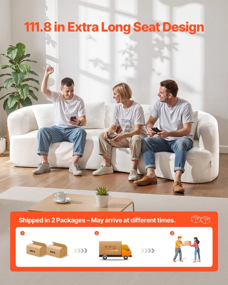 Sofá modular curvo Uimoso 112 pulgadas con diseño moderno y 4 almohadas incluidas Foto 2 de 4