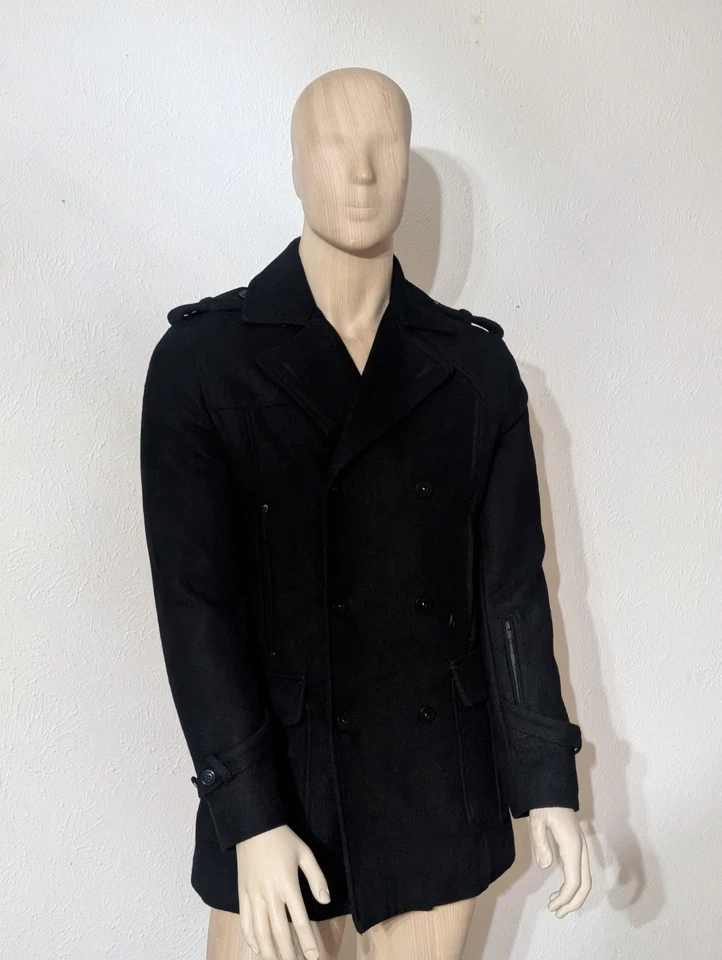 Volcom Brozow Wool Pea Coat Dbl Breasted Lined Jacket Mens Medium A1741000 NWOT - Image 2 of 4