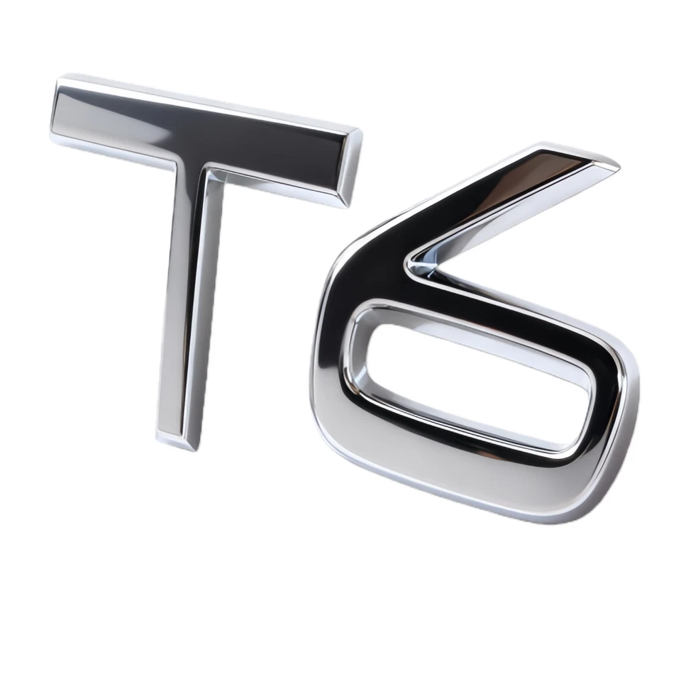 Rear Tailgate XC60 + T6 Letter Badge Chrome Silver Nameplate Emblem For VOLVO - Изображение 2 из 4