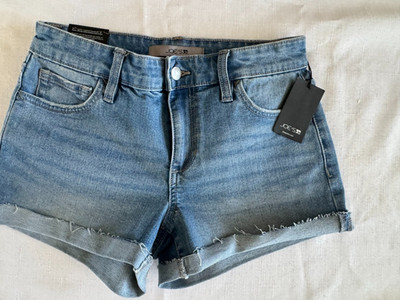 JOE'S JEANS ROLLED RAW HEM SHORTS IN SALMA BLUE DENIM SIZE 25
