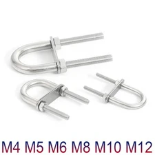 M4 M5 M6 M8 M10 M12 U Bolts Plates and Nuts A2 Stainless Steel 304 Lengthen