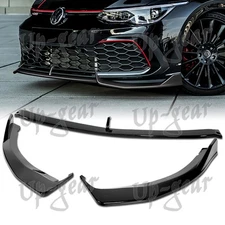For 2021-2024 Volkswagen Golf GTI MK8 Painted Black 3pcs Front Bumper Spoiler