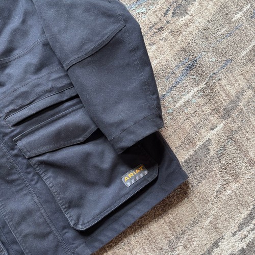 Men's Ariat Rebar Black Waterproof Hooded Zip Parka Work Wear Jacket Sz Medium - Picture 8 of 8