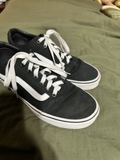 Vans Ward, Black White Canvas, Low Top Sneaker Women s 9, Classic Skate Style