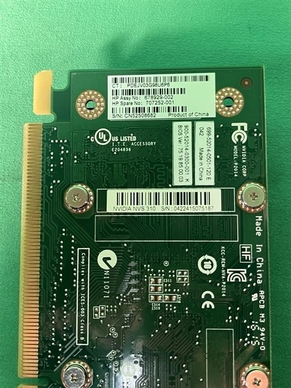 HP 707252-001 NVIDIA NVS 310 DISPLAY PORT VIDEO CARD- USED - Image 4 of 4