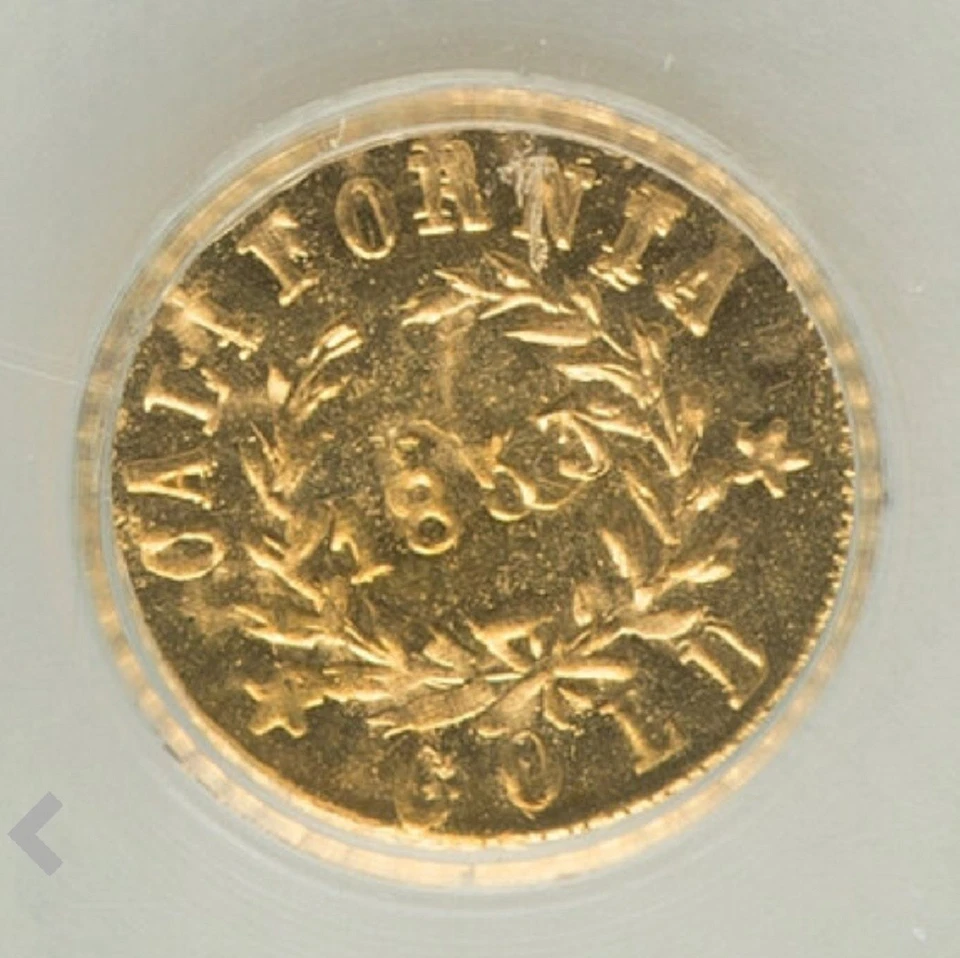 1853 G25C California Gold, Round, Arms of California / NGC MS66 NGC / GOLD! - Image 3 of 4