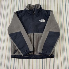 The North Face Denali Fleece Jacket Boys 5 Gray Black Full Zip Outdoor Polartec