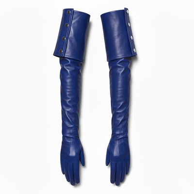 Women's Long Sleeve Opera Gloves with Concealed Side Zipper Fastening and Button