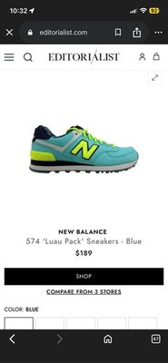 New Balance 574 Luau Pack Women's Blue Yellow NEW! Sneakers WL574ILA sizeUs8