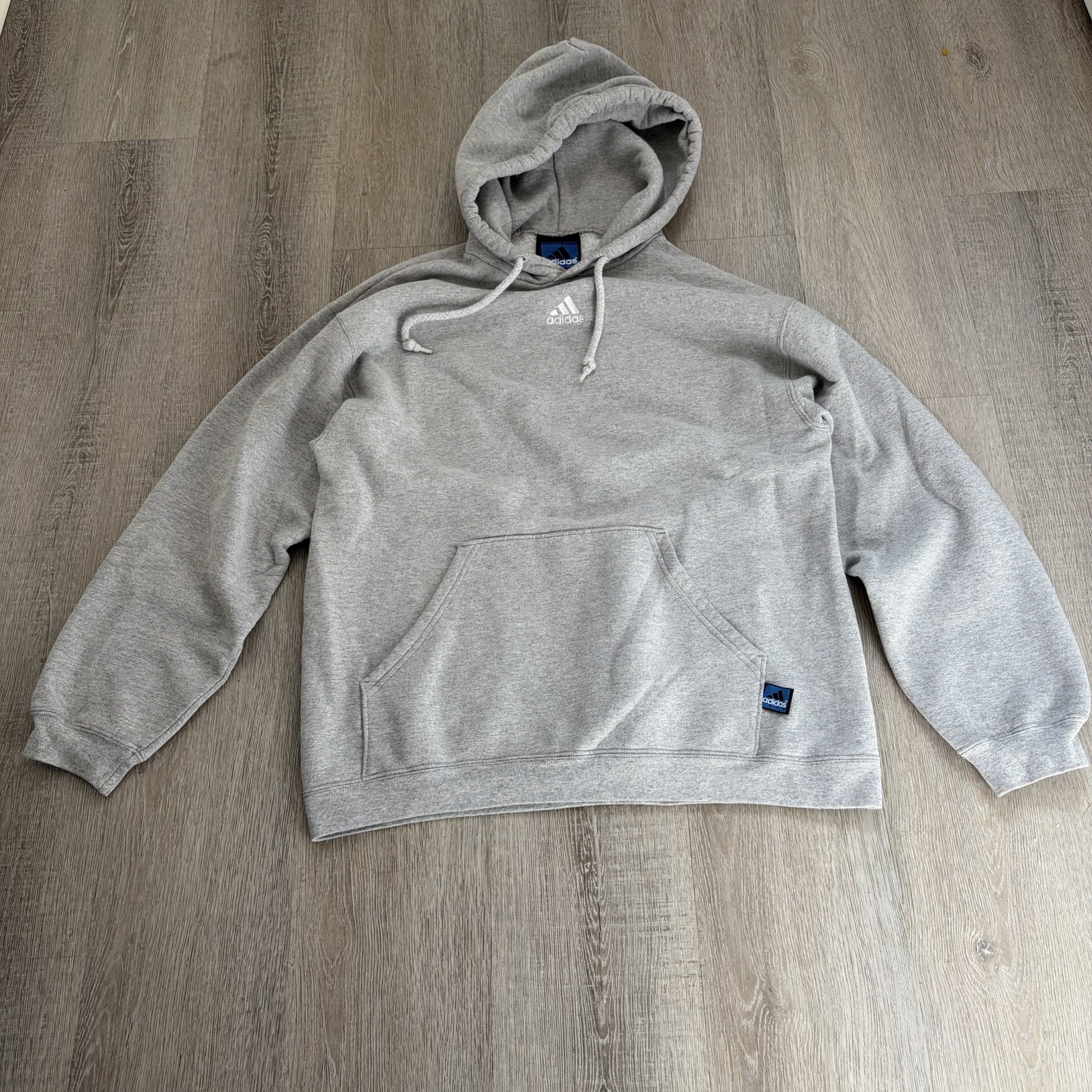 RARE Vintage 90s Adidas Grey Hoodie With Blue Adidas Team Tag