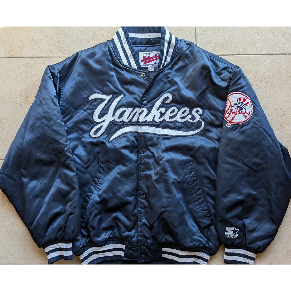 NY Yankees 1998 World Series STARTER satin Diamond bomber jacket L