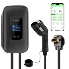 Level 2 EV Charger 40A - Smart Display RFID Card 25ft Cable Outdoor NEMA 14-50p