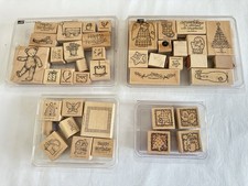 Stampin Up Wood Mounted Stamp Sets - 4 Sets 36 Stamps Total