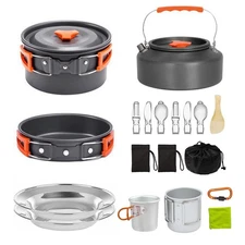 Camping Cooking Set Camp Cookware, Kitchen Pots and Pans Set - Backpacking Eq...