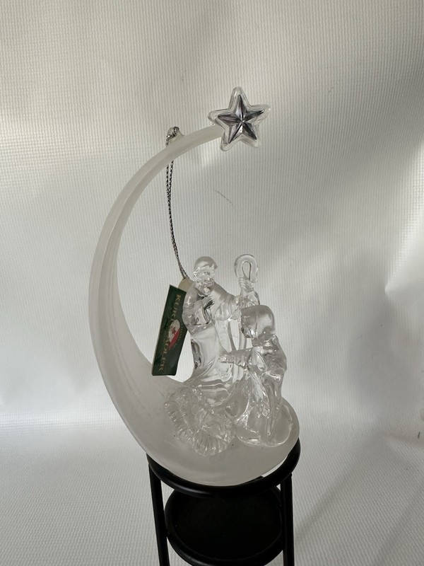 Kurt Adler Nativity Rising Star Christmas Ornament Frost Clear Acrylic Vtg￼