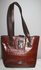 VINTAGE DOONEY BOURKE LEATHER CROC EMBOSSED MADE USA SHOULDER BAG HOBO