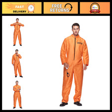 Medium Orange Prisoner Costume Halloween Jumpsuit for Adults - Jailbird Outfit