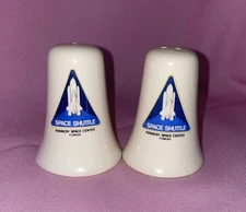 VTG Salt & Pepper Shakers Space Shuttle Kennedy Space Center Ceramic 2.75" Tall