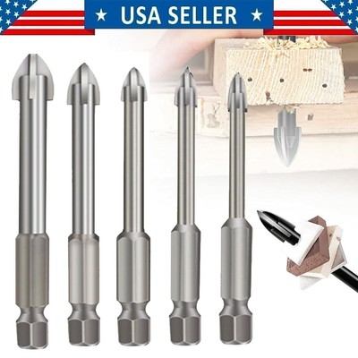 5PCS Universal Cross Alloy Drill Bit Set for Glass and Tile Drilling