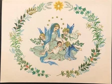 Vtg Christmas Greeting Card Christmas Originals Religious Mary Baby Jesus Angels