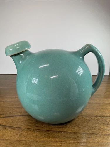 2 Qt Clay & Cork Lidded Round Clay Pottery Ball Jug 1920s ? 1930s ? Frankoma ?