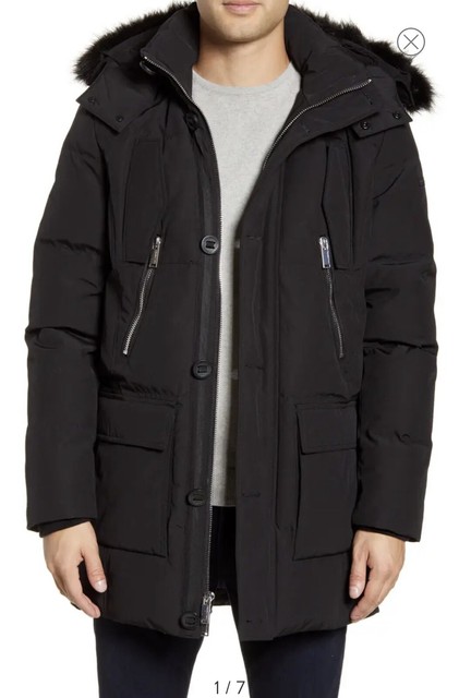 Karl Lagerfeld Men Faux Fur Trim Hooded 