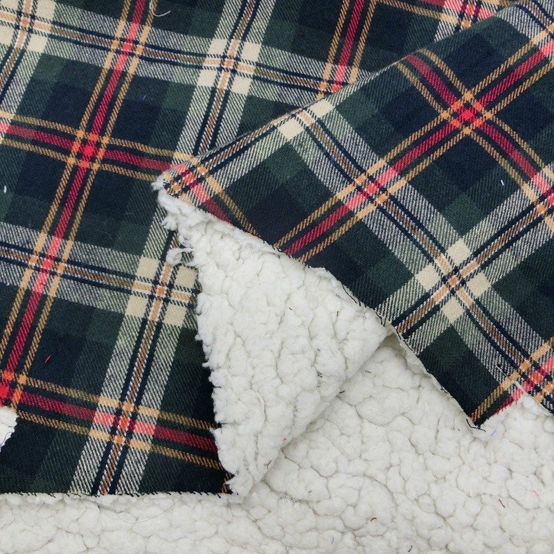 1M Sherpa Fleece Stoff Kariert Plaid Baumwollmaterial Decke Mantelfutter  Stoff