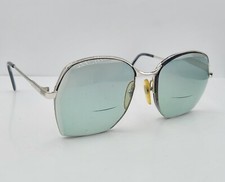 Vintage Anthony Martin Helena Silver Oval Half-Rim Metal Sunglasses FRAMES ONLY