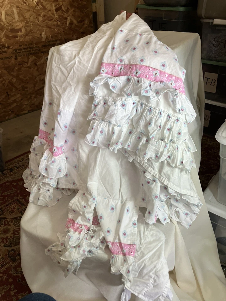 Pottery Barn Niños Niñas Cuna Falda Polvo Volantes Guardería Bebé Ropa de Cama (J8) Foto 3 de 4