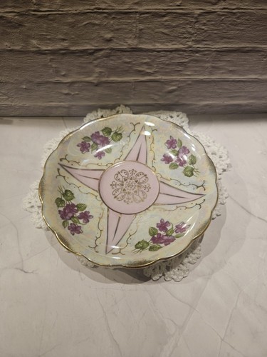 Beautiful Vintage Japan Iridescent Pink Floral Tea Cup and Saucer | Pedestal cup - Picture 5 of 8