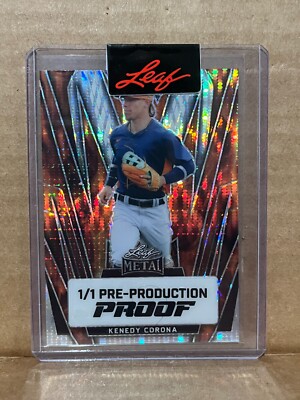 Kenedy Corona 2024 Leaf Metal Baseball 1/1 Pre Production Proof