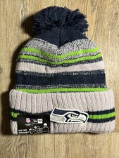 NFL Seattle Seahawks Beanie Cuffed Fleece Lined KNIT POMPOM