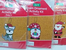 Foam Ornament craft Kit Choice Santa, Dog or Gnome Makes 5 Kids or Adults New