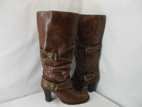 DESTROY Spain Brown Leather Slouch Knee 