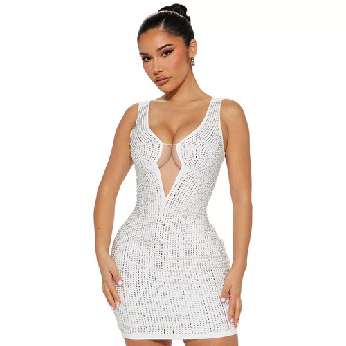 Robe SIRENS Bleue Mini Ajustée Taille L | Tenue De Fête Club En Tricot Extensible Bodycom | Soirée Entre Amis