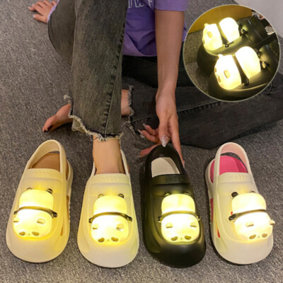 2024 Cute Slipper With Panda Lamp Summer Sandales Femme Light Funny Woman Slippe