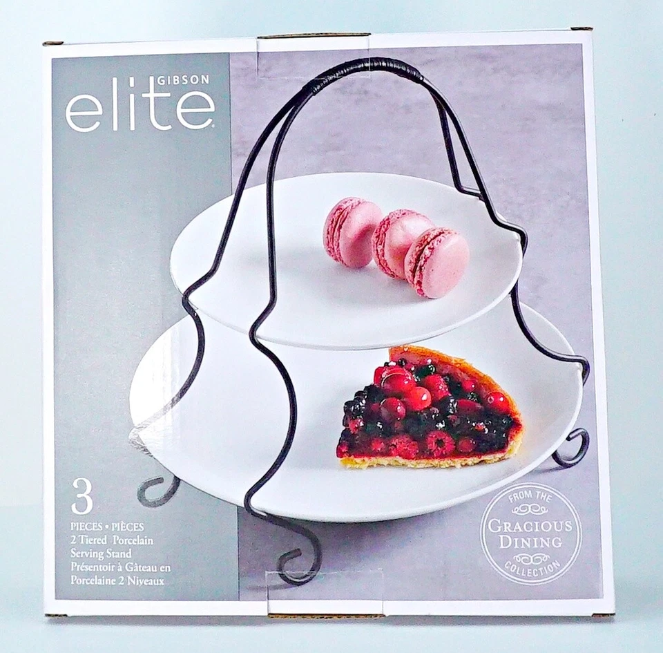 Serving Stand Porcelain Serving Plate Metal Dessert Plate Party House Warming - Image 2 of 4