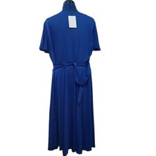 Heyson Dress Pinup Tieback V Neck Swing Blue Size 22 Midi  New Plus Size