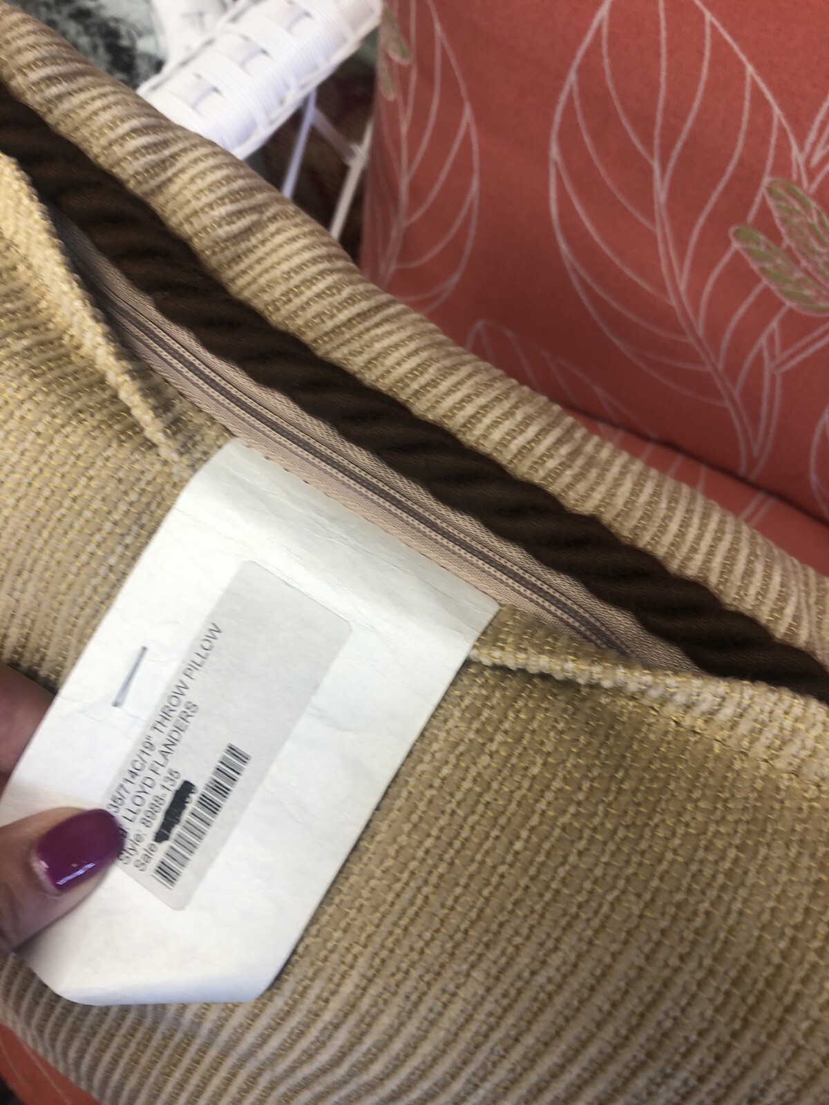 Gold Ribbed W/Brown Rope Border,Square 17”x17” Throw Pillow Lloyd