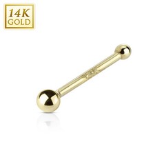 2mm Ball or Spike Top 14K Yellow Gold Nose Ring Bone Stud Piercing 20G