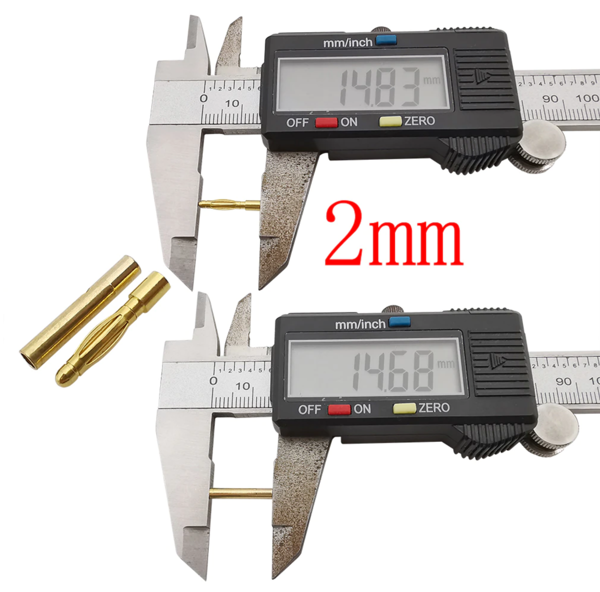 10 Paar 2mm Goldkontaktstecker RC (Stecker/Buchse) Mit Schrumpfschlauch – Schwarz/Rot, Für Modellbau & Elektronik