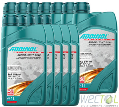 12x1 Liter (12L) Addinol SUPER LIGHT 0540 5W-40 für viele VW MB BMW Renault 