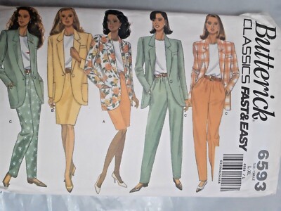 Suit Jacket Skirt Pants Top Butterick Classics L XL Sewing Pattern 6593 Easy 