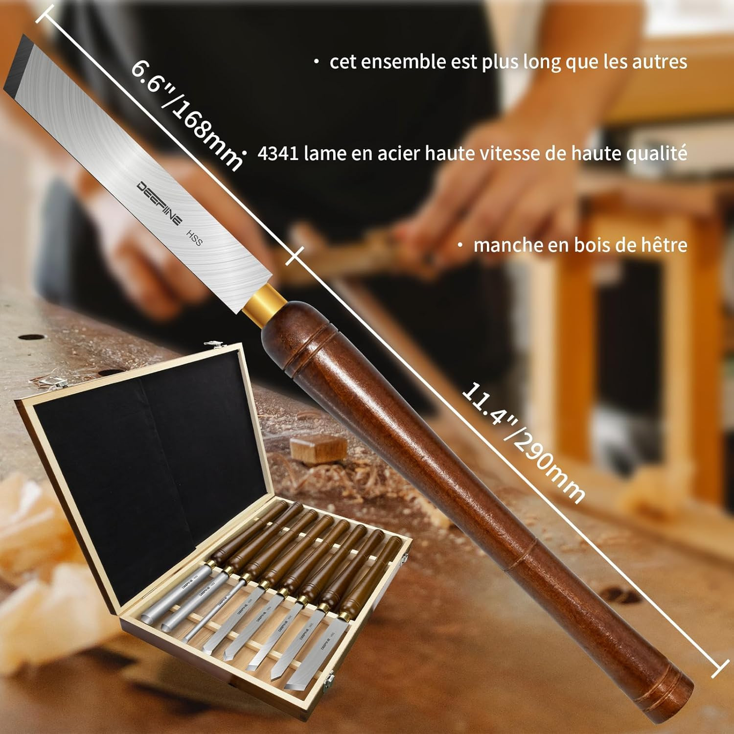 Outils de tournage du bois pour sculpter sans vibrations - 8 HSS - 2