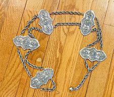 Vintage ACCESSORCRAFT Silver Tone Medieval Game of Thrones Style Belt 30-33 1/2"