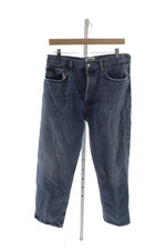 Agolde Unisex Cropped Straight Jeans Dark Blue High Rise Denim Size 28