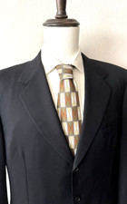 Canali Fratelli Suit Jacket Coat Men's 42L Long Wool Three-Button Black Italy