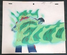 Chōdenji Robo Combattler V Animation Cel with Attached Douga, Used, Damaged