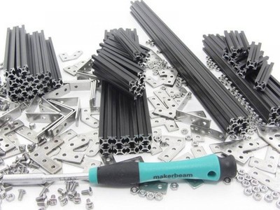 MakerBeam Premium Starter Kit, schwarz eloxiert, 10x10mm Profile, Winkel,